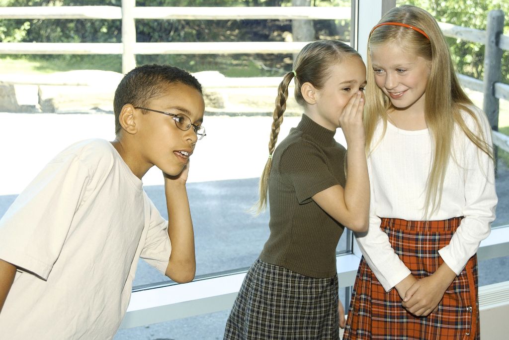 children whisper about another child friendship troubles